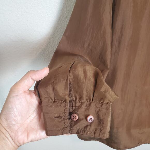 The Limited 100% Silk Button Down Shirt Brown Blouse Sz XL Vintage Y2K - Picture 6 of 8